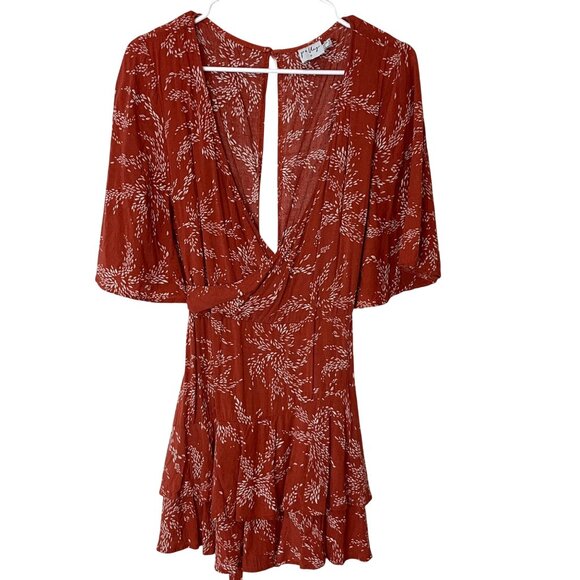 POLLY Rust Wrap Romper Ruffle Size 12 - Picture 2 of 11